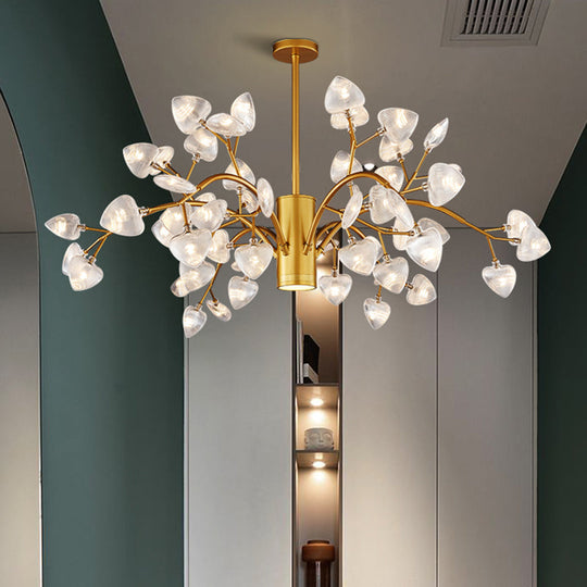 Modern Firefly Chandelier With Clear Acrylic Leaf Shades For Bedroom And Corridor Lighting