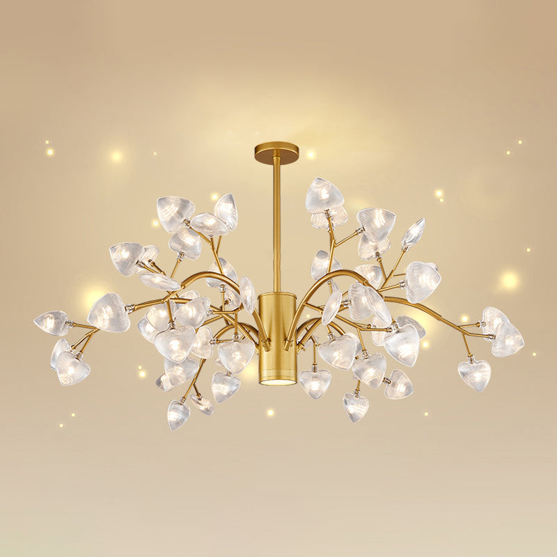 Modern Firefly Chandelier With Clear Acrylic Leaf Shades For Bedroom And Corridor Lighting 54 / Gold