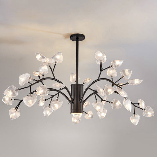 Modern Firefly Chandelier With Clear Acrylic Leaf Shades For Bedroom And Corridor Lighting