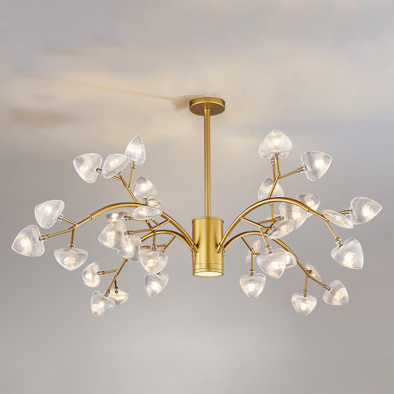 Modern Firefly Chandelier With Clear Acrylic Leaf Shades For Bedroom And Corridor Lighting