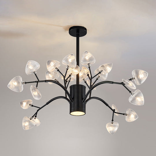 Modern Firefly Chandelier With Clear Acrylic Leaf Shades For Bedroom And Corridor Lighting