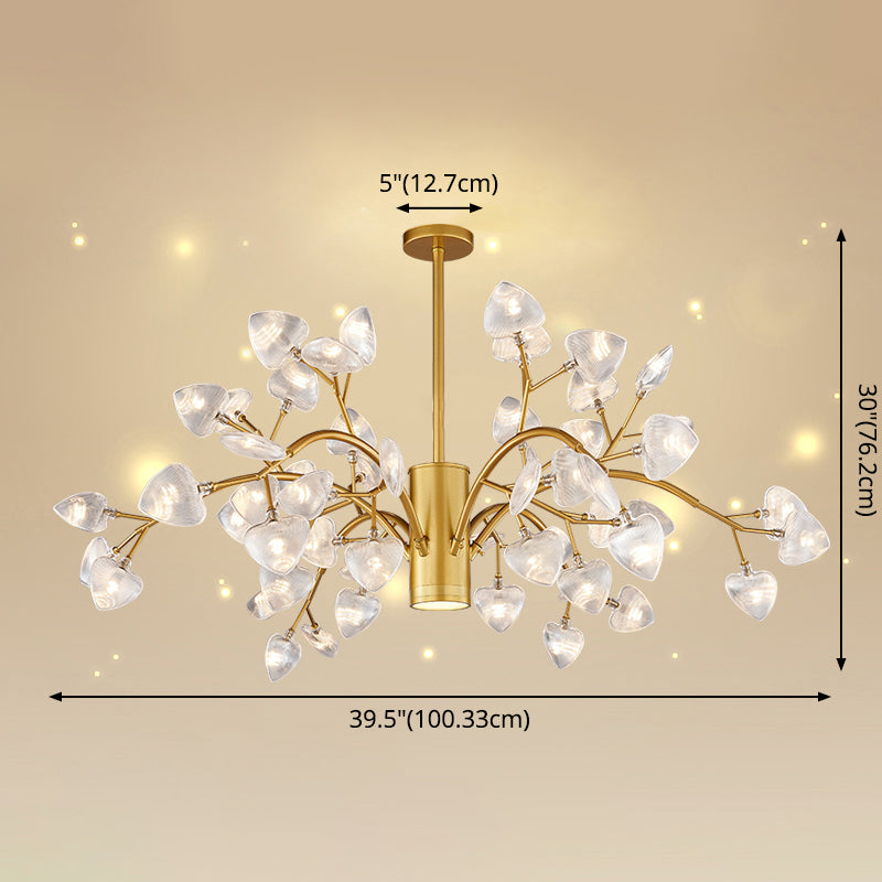 Modern Firefly Chandelier With Clear Acrylic Leaf Shades For Bedroom And Corridor Lighting