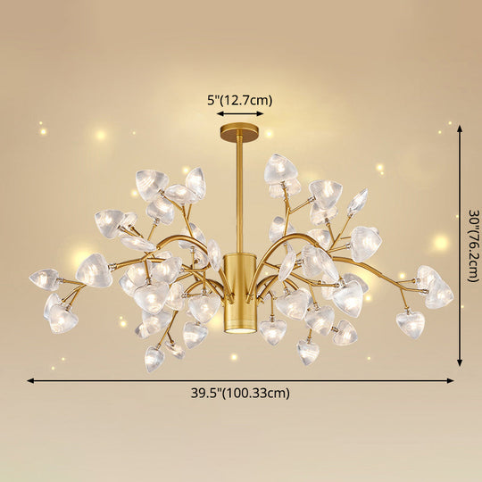 Modern Firefly Chandelier With Clear Acrylic Leaf Shades For Bedroom And Corridor Lighting