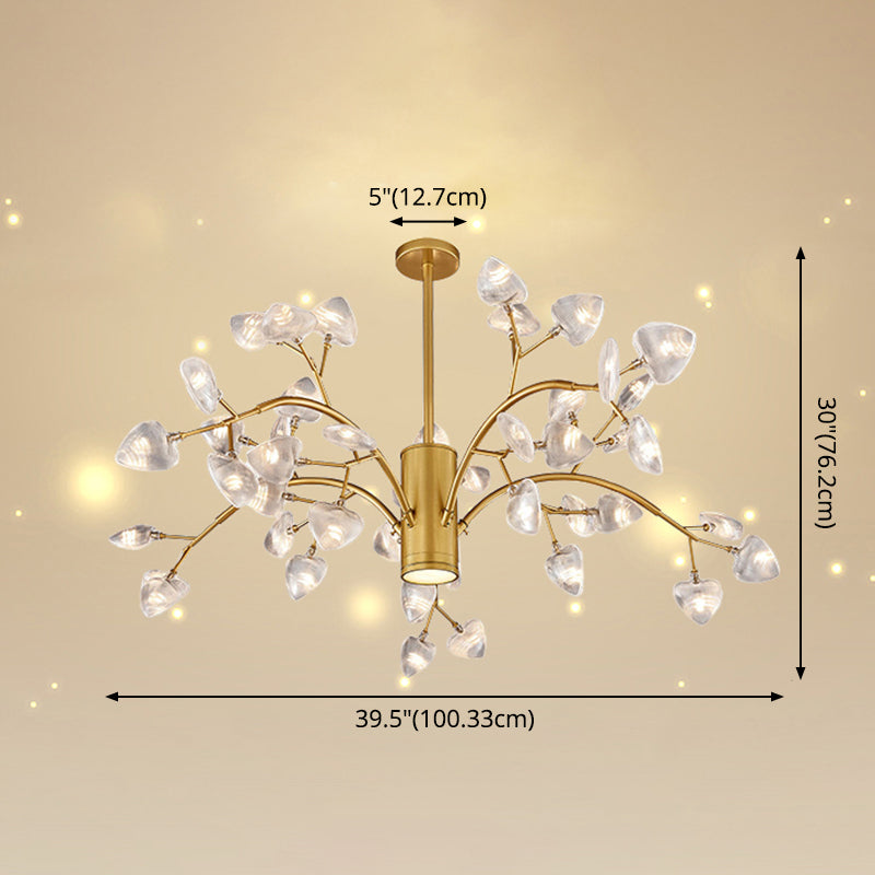 Modern Firefly Chandelier With Clear Acrylic Leaf Shades For Bedroom And Corridor Lighting