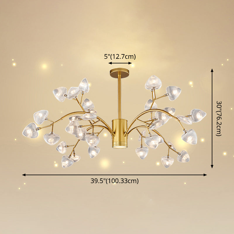 Modern Firefly Chandelier With Clear Acrylic Leaf Shades For Bedroom And Corridor Lighting