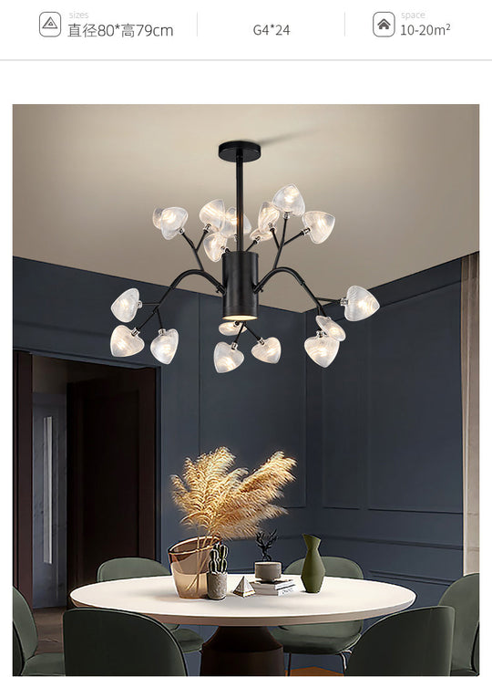 Modern Firefly Chandelier With Clear Acrylic Leaf Shades For Bedroom And Corridor Lighting