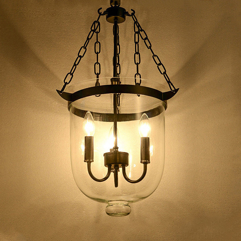 Industrial 3-Light Pendant Lamp with Adjustable Chain for Dining Room