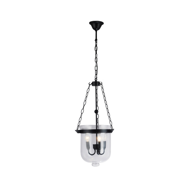 Industrial 3-Light Pendant Lamp With Adjustable Chain - Modern Transparent Glass Hanging Light For