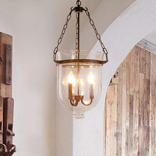 Industrial 3-Light Pendant Lamp with Adjustable Chain for Dining Room