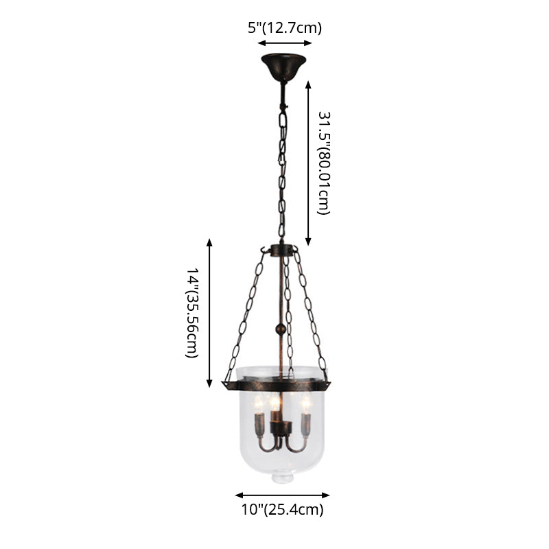 Industrial 3-Light Pendant Lamp with Adjustable Chain for Dining Room