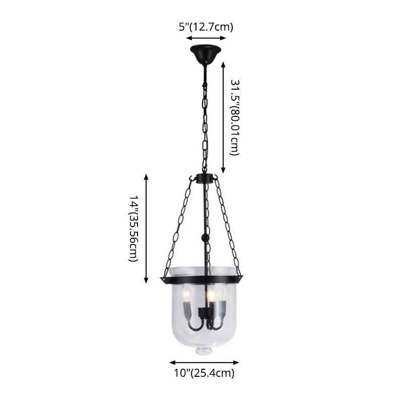 Industrial 3-Light Pendant Lamp With Adjustable Chain - Modern Transparent Glass Hanging Light For