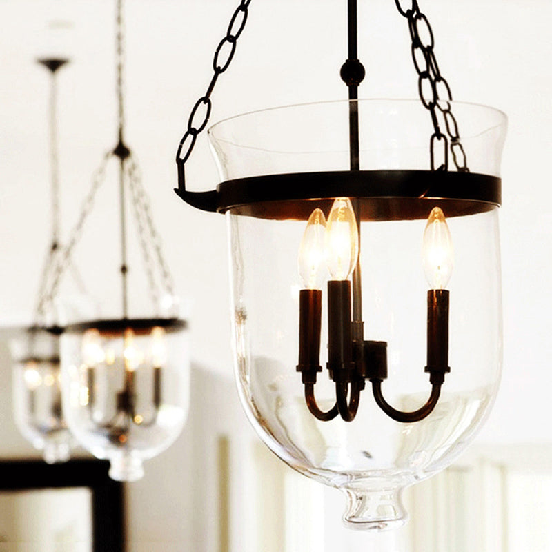 Industrial 3-Light Pendant Lamp with Adjustable Chain for Dining Room