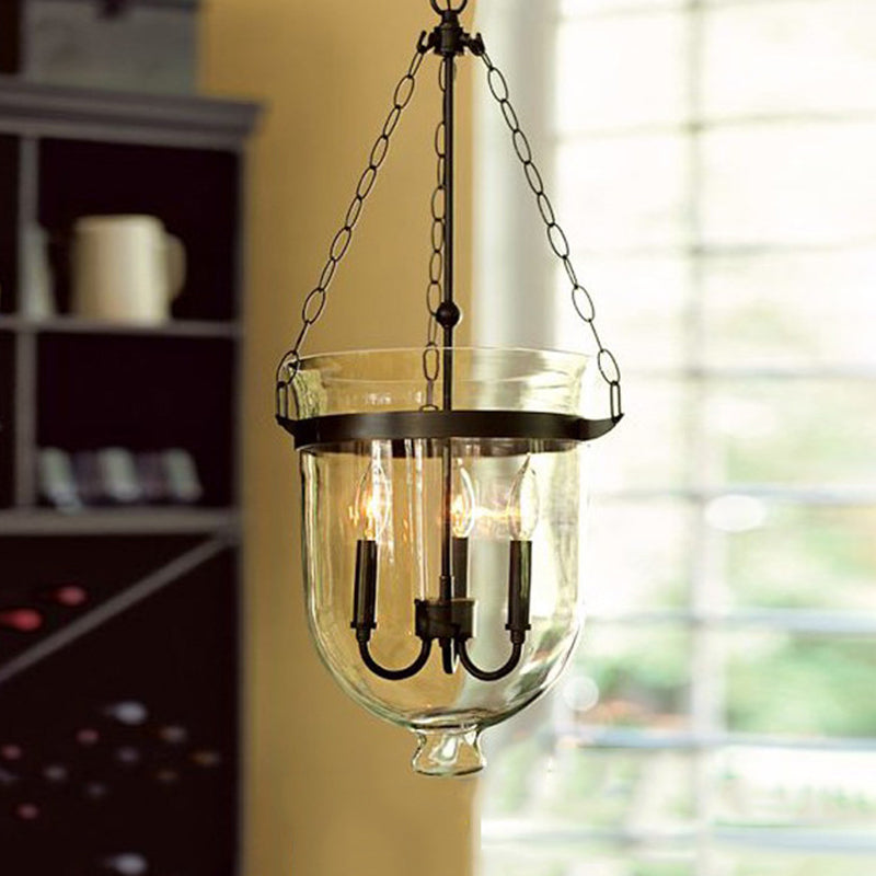 Industrial 3-Light Pendant Lamp with Adjustable Chain for Dining Room