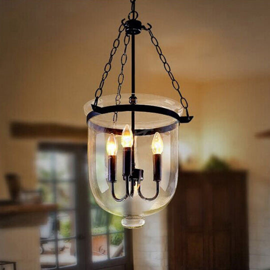 Industrial 3-Light Pendant Lamp with Adjustable Chain for Dining Room