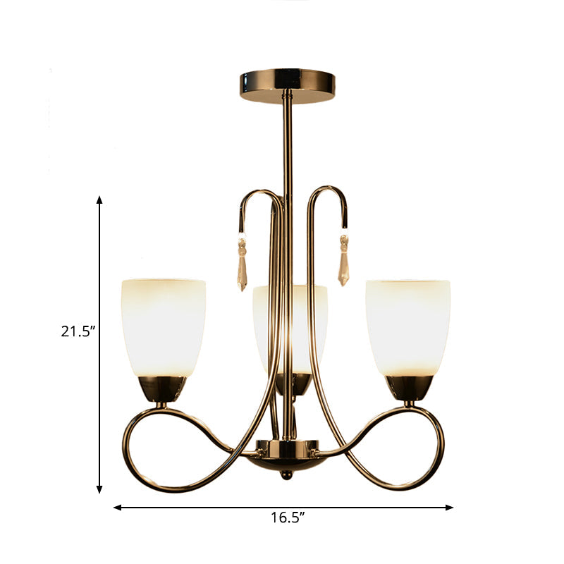 Lustre contemporain en forme de cloche en verre blanc avec décoration en cristal argenté pour couloir