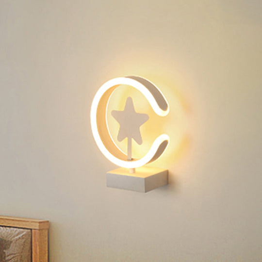 Modern White/Gold Circle Flush Mount Wall Sconce With Star Pattern Led Lighting Warm/White Light