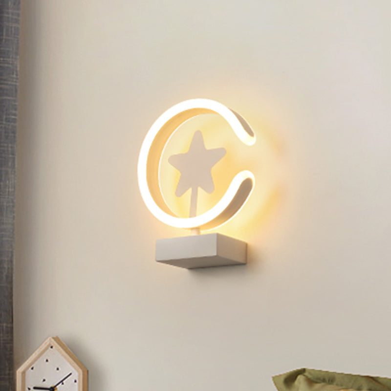 Modern White/Gold Circle Flush Mount Wall Sconce With Star Pattern Led Lighting Warm/White Light