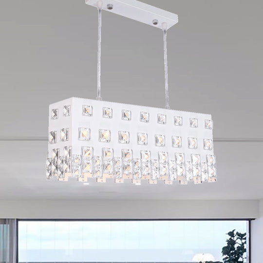 Contemporary Ivory Chandelier - Metal Pendant Light With Crystal Accents (2 Lights)