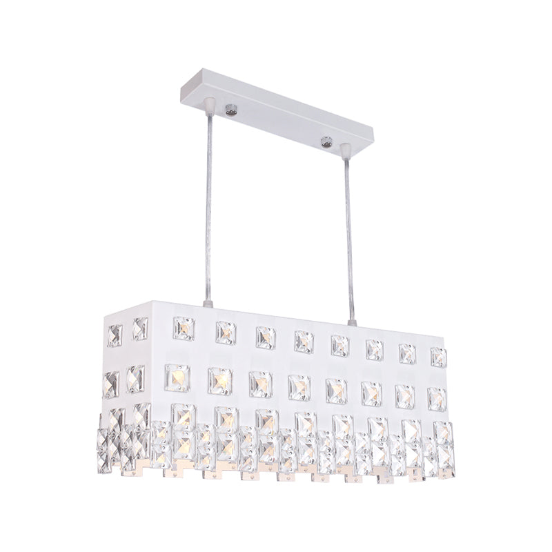 Contemporary Ivory Chandelier - Metal Pendant Light With Crystal Accents (2 Lights)