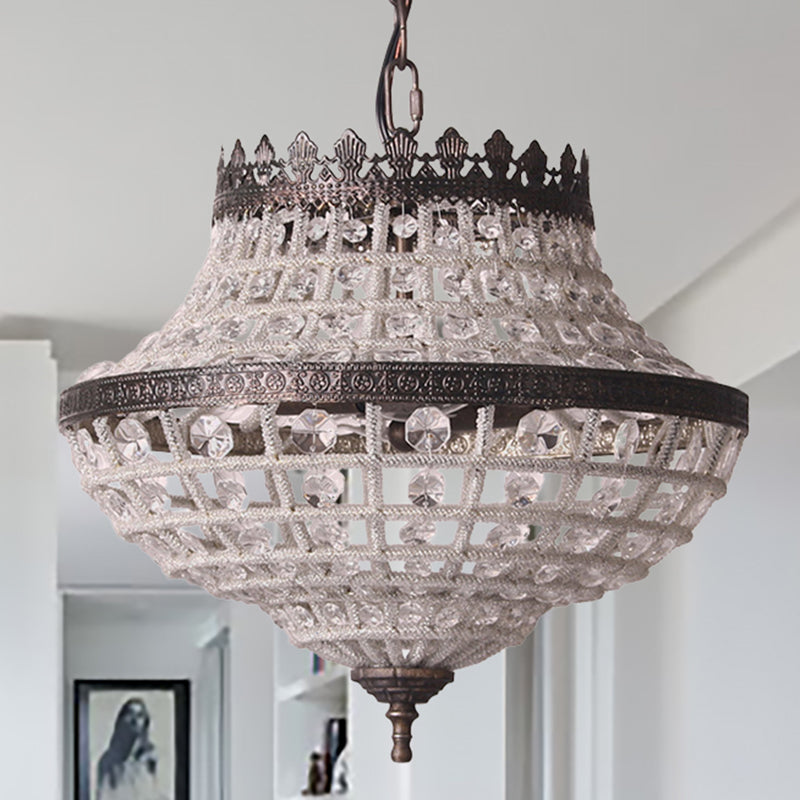 Vintage Crystal Pendant Lamp With Antique Bronze Finish - Ideal For Bedroom Lighting