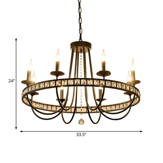 Modern Black Metal Chandelier with Crystal Deco - 6/8 Light Pendant Lamp for Industrial Lighting