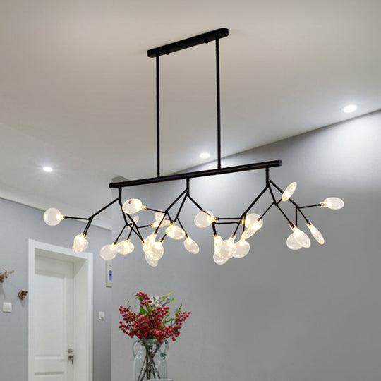 Ultra-Modern 27-Light Island Metal Pendant With Clear Shade For Dining Room