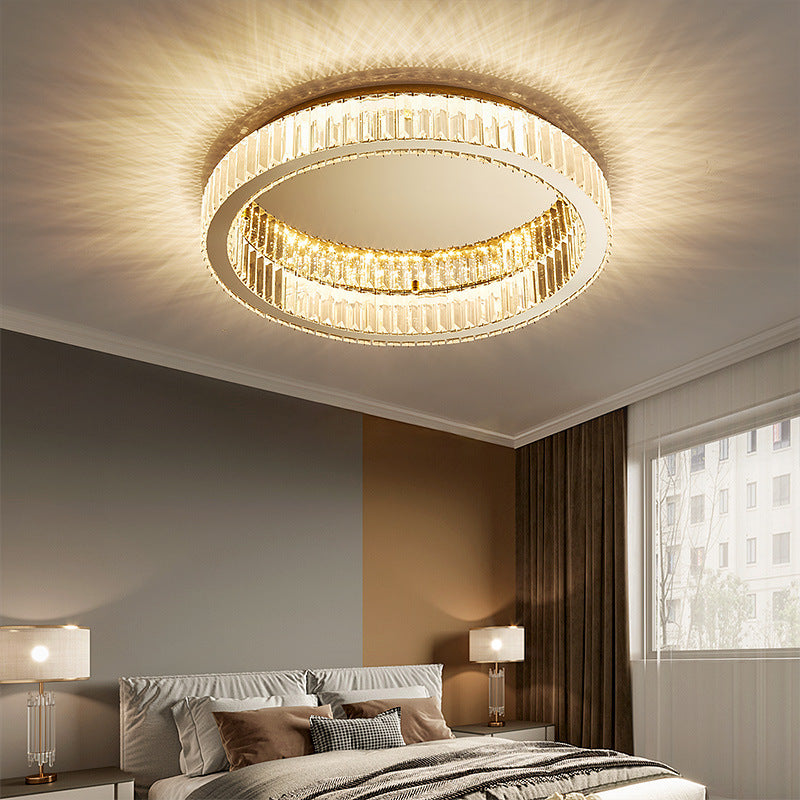 Simplicity Crystal Prism Led Brass Finish Ceiling Lamp - Flush Mount Lighting