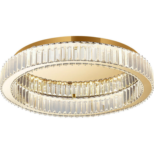 Simplicity Crystal Prism Led Brass Finish Ceiling Lamp - Flush Mount Lighting