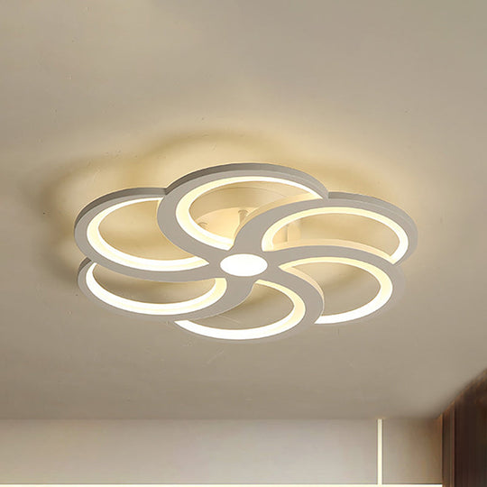 19.5/23.5 W Nordic Style Metal And Acrylic Led Flush Mount Light In White - Warm Glow For Living