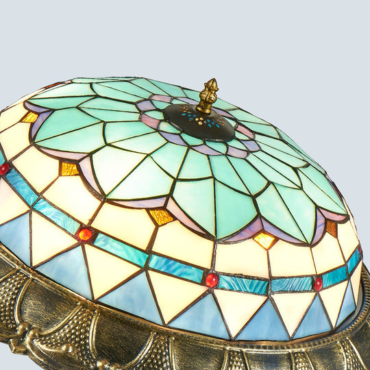 Bronze Stained Glass Dome Led Flush Mount Ceiling Light