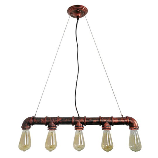 Industrial Rustic Water Pipe Island Chandelier Light Fixture Rust