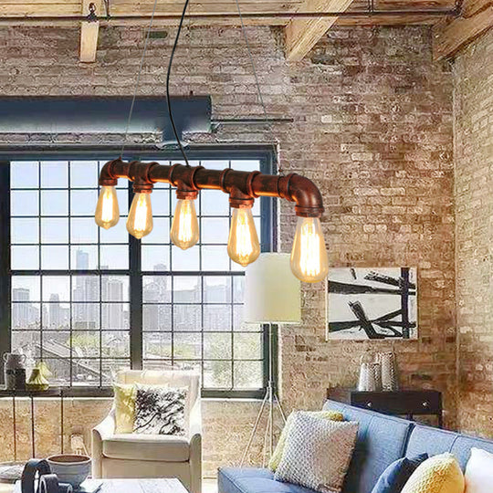 Industrial Rustic Water Pipe Island Chandelier Light Fixture