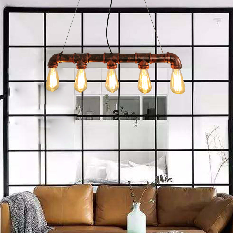 Industrial Rustic Water Pipe Island Chandelier Light Fixture