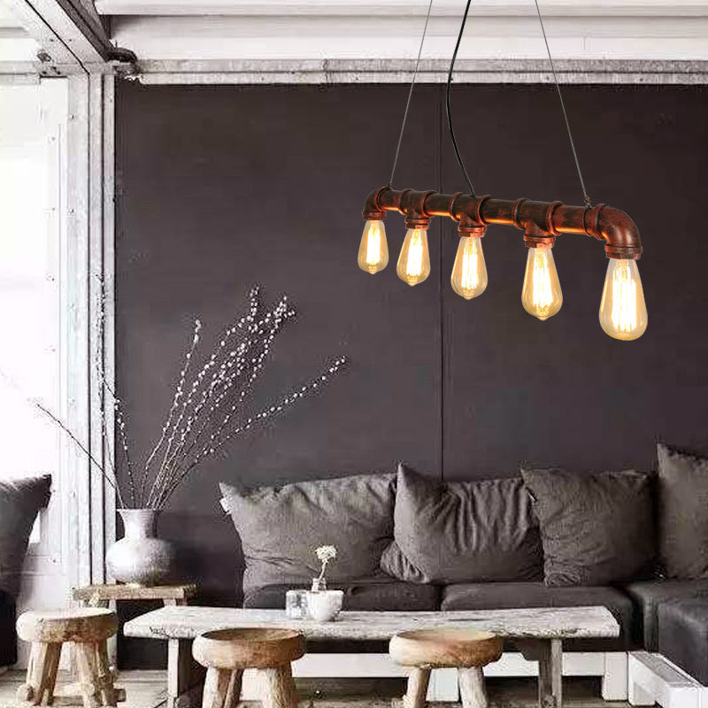 Industrial Rustic Water Pipe Island Chandelier Light Fixture