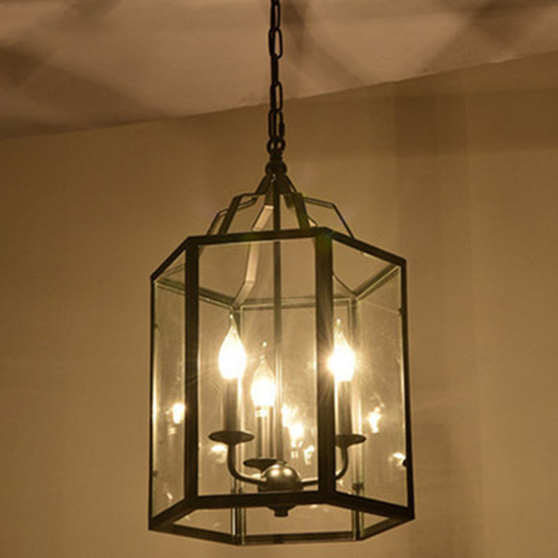 Black Industrial Candle Chandelier Ceiling Light Fixture