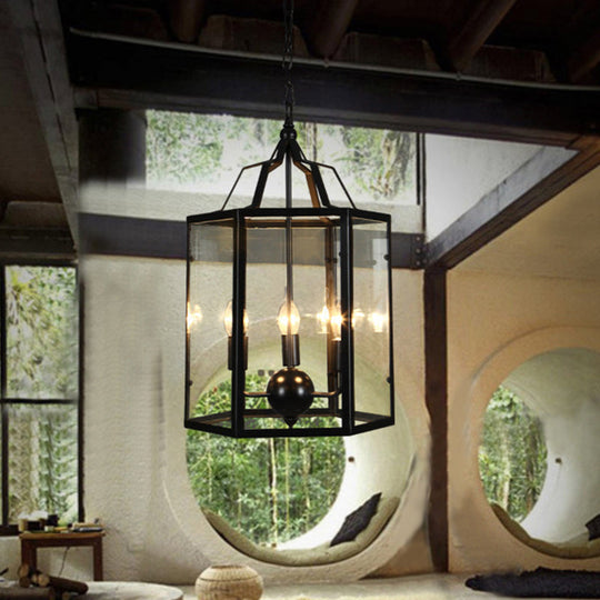 Black Industrial Candle Chandelier Ceiling Light Fixture