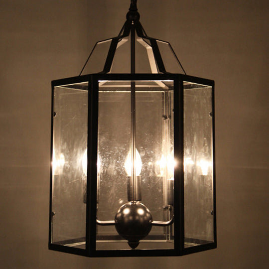 Black Industrial Candle Chandelier Ceiling Light Fixture