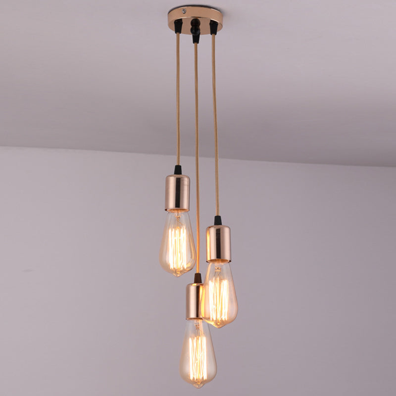 Simplicity Metal Pendant Ceiling Light - Exposed Bulb Downlighting For Restaurant Ambiance Rose Gold