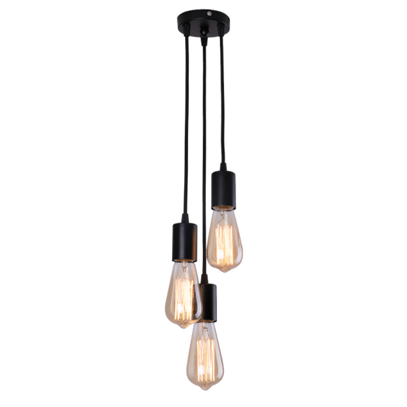 Simplicity Metal Pendant Ceiling Light - Exposed Bulb Downlighting For Restaurant Ambiance Black