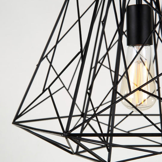 Industrial Geometric Metal Pendant Light For Restaurants - Black Hanging Ceiling Fixture