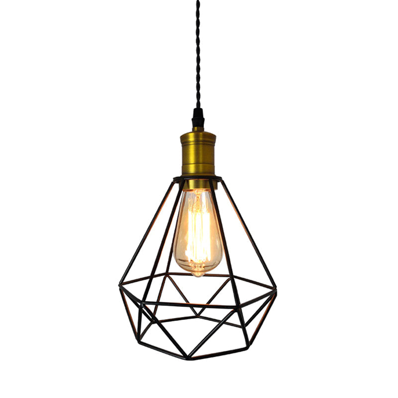 Industrial Geometric Metal Pendant Light Fixture For Restaurants And More- Black