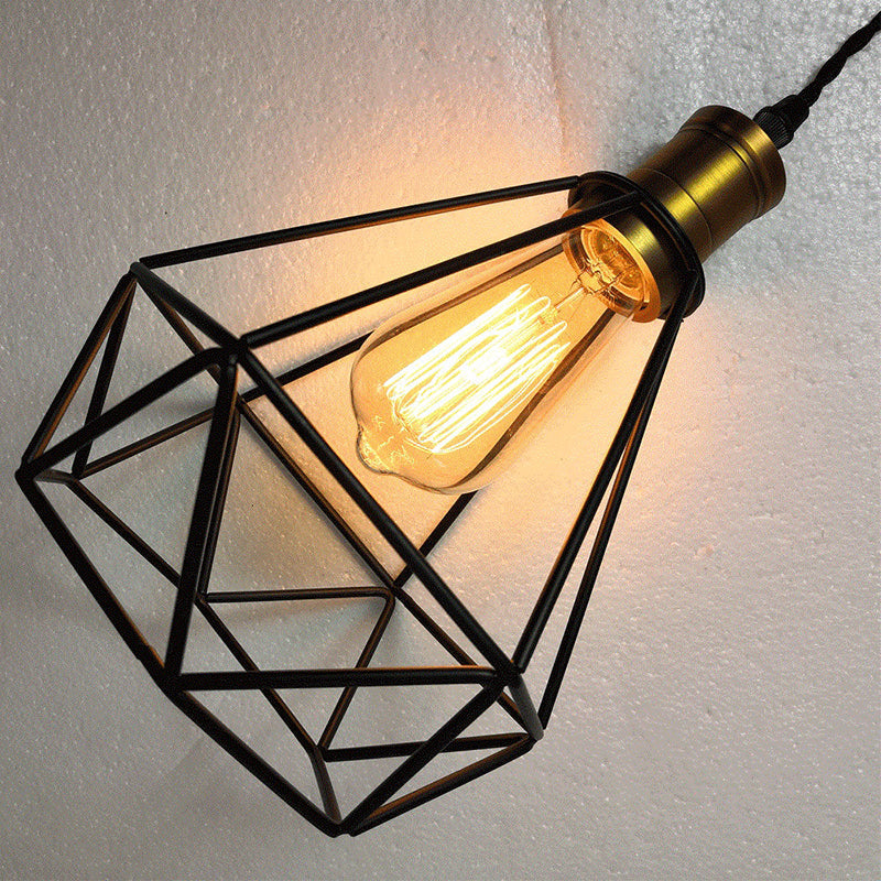 Industrial Geometric Metal Pendant Light Fixture For Restaurants And More- Black