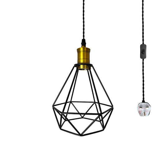 Industrial Geometric Metal Pendant Light Fixture For Restaurants And More- Black