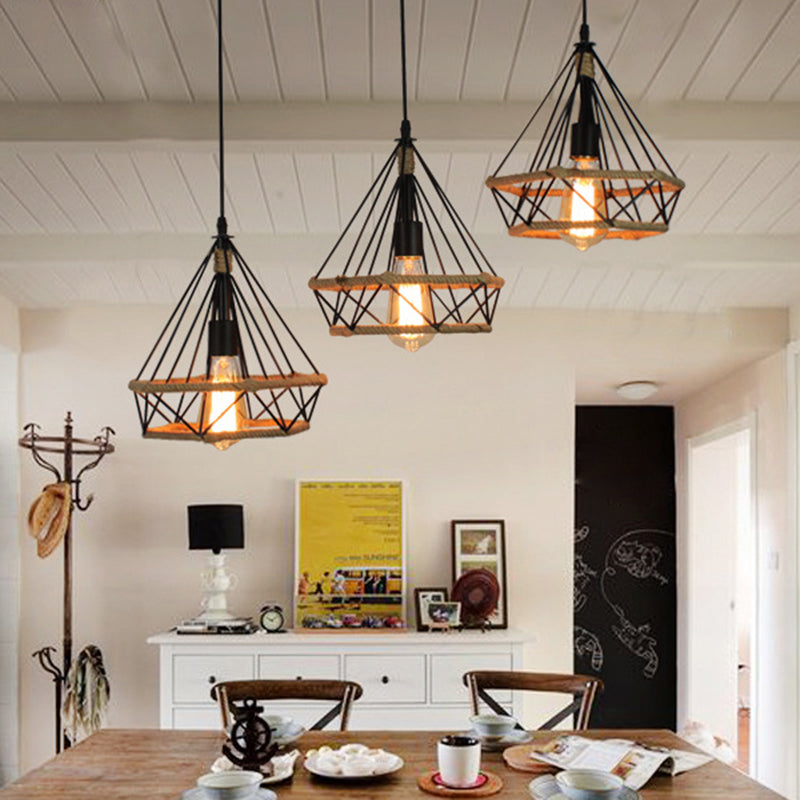 Black Diamond Vintage Metal Pendant Lighting For Commercial Restaurants