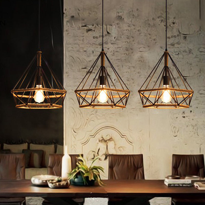 Black Diamond Vintage Metal Pendant Lighting For Commercial Restaurants