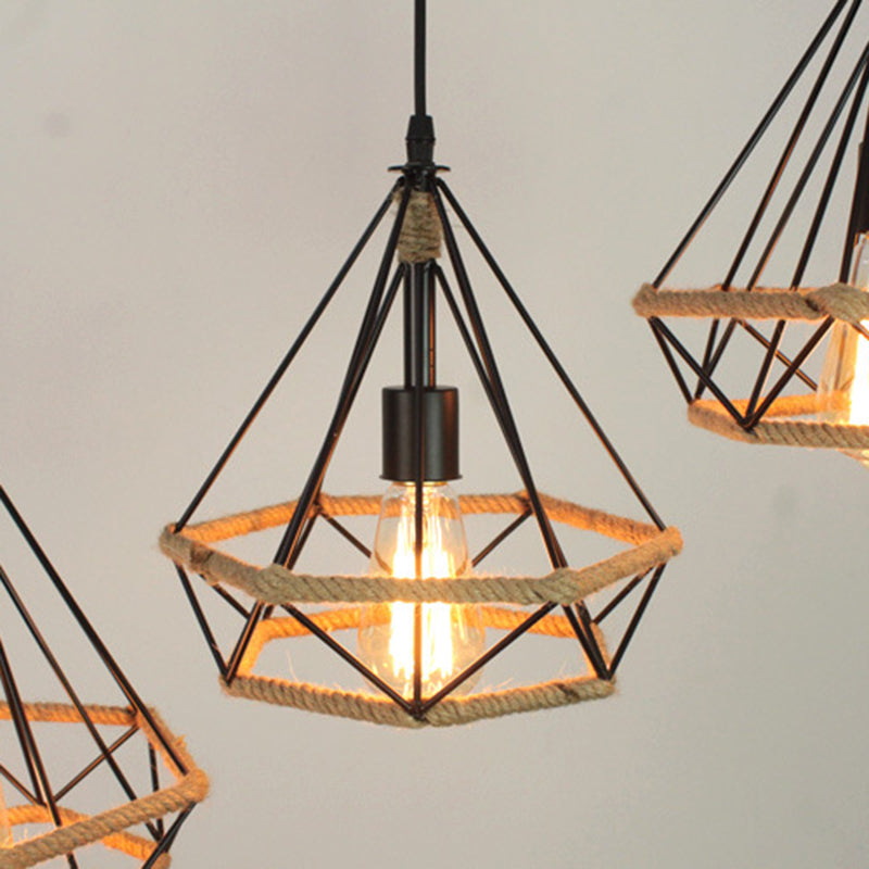 Black Diamond Vintage Metal Pendant Lighting For Commercial Restaurants