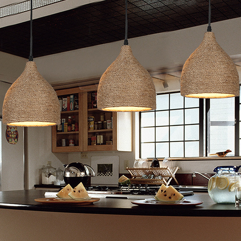 Industrial Beige Rope Pendant Lighting Fixture For Dining Rooms