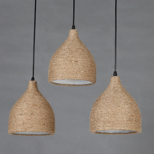 Industrial Beige Rope Pendant Lighting Fixture For Dining Rooms