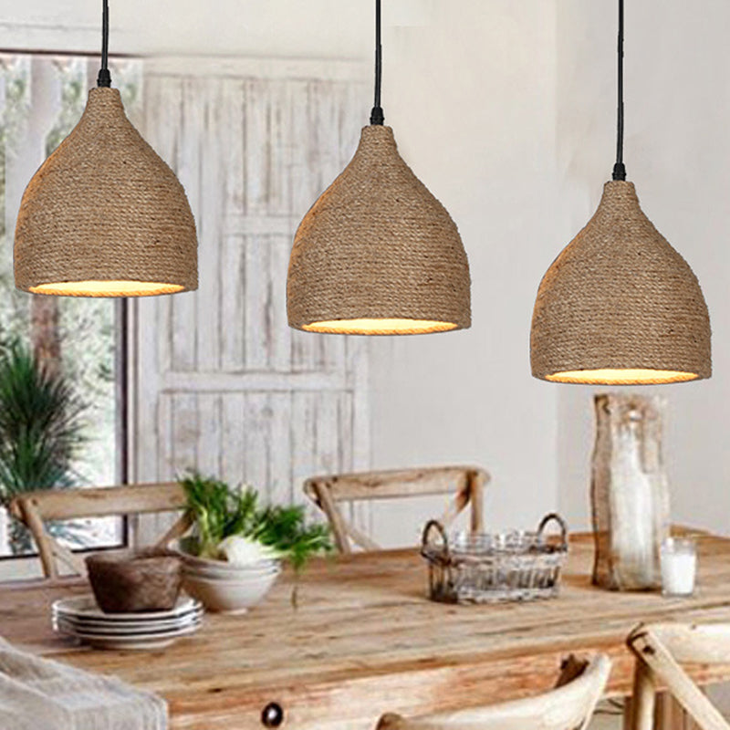 Industrial Beige Rope Pendant Lighting Fixture For Dining Rooms