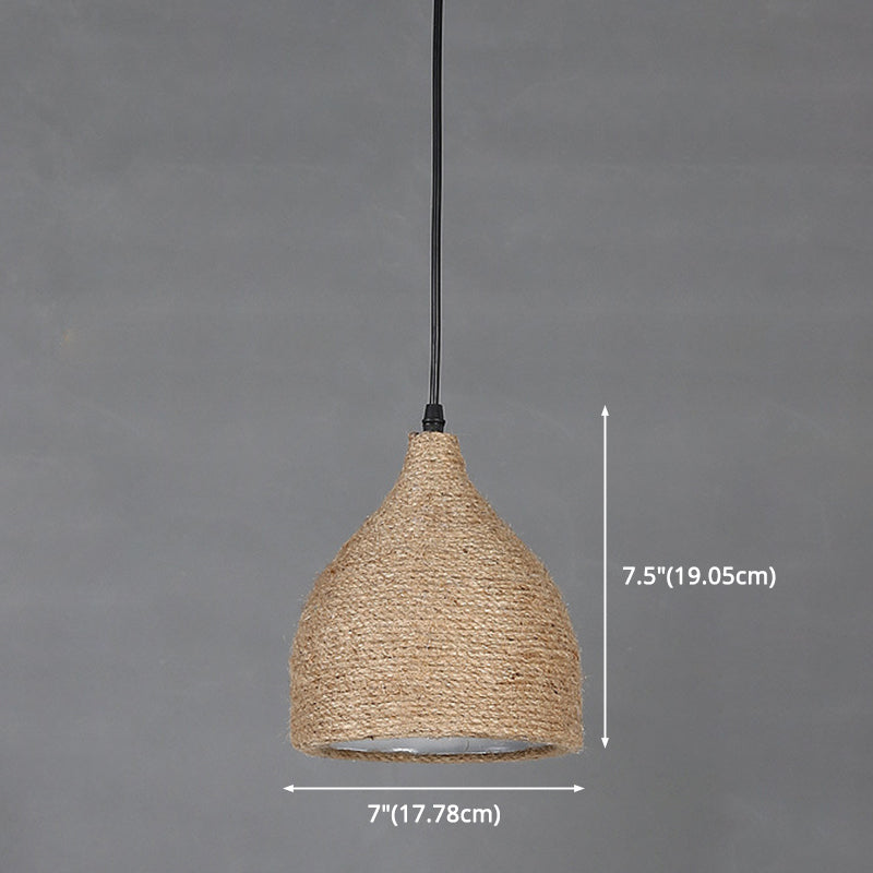 Industrial Beige Rope Pendant Lighting Fixture For Dining Rooms